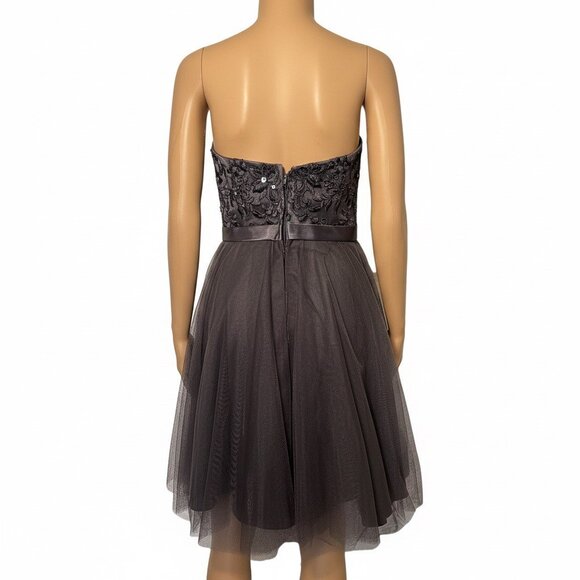 Morilee Madeline Gardner Strapless Gray Lace Tulle Party Dress - Size 8 - Picture 2 of 5